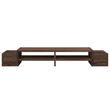 Monitor Stand with Storage - Brown Oak | Hipomarket