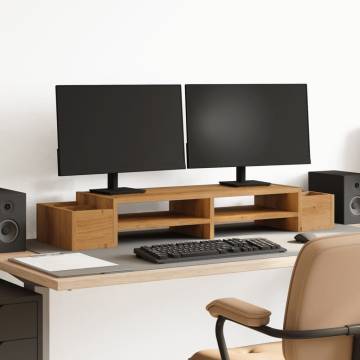 Monitor Stand with Storage in Artisian Oak - 100x27x15 cm