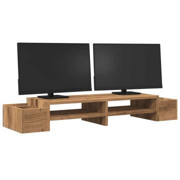 Monitor Stand with Storage in Artisian Oak - 100x27x15 cm