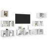 7 Piece White TV Cabinet Set - Modern Engineered Wood Design