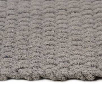 Rectangular Grey Cotton Rug 200x300 cm - Cozy & Stylish