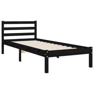 Black Single Solid Wood Bed Frame - Stylish & Durable