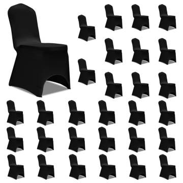 Stretch Black Chair Covers - 30 Pcs for Events | HipoMarket