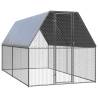  Chicken Cage 2x4x2 m Galvanised Steel Colour silver and grey Size 2 x 4 x 2 m Model with partially-covered roof 