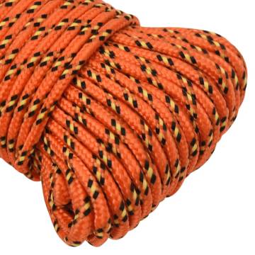 Boat Rope Orange 5mm 100m Polypropylene - Durable & Versatile