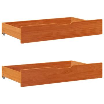 Under-Bed Drawers 2 pcs Wax Brown - Solid Pine Storage Solution