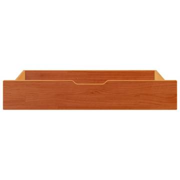 Under-Bed Drawers 2 pcs Wax Brown - Solid Pine Storage Solution