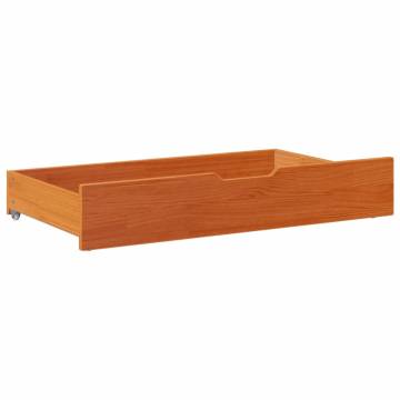 Under-Bed Drawers 2 pcs Wax Brown - Solid Pine Storage Solution