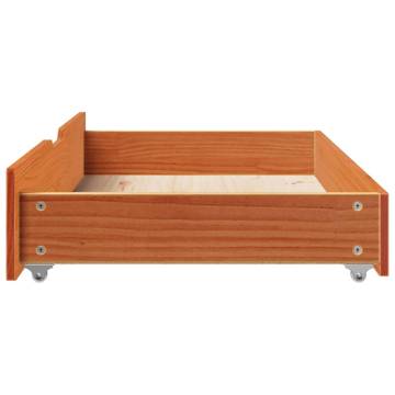 Under-Bed Drawers 2 pcs Wax Brown - Solid Pine Storage Solution