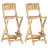 Folding Outdoor Bar Chairs - 2 pcs Solid Mango Wood