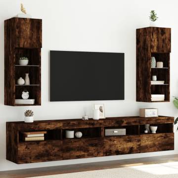 Stylish LED TV Cabinets in Smoked Oak - 2 pcs