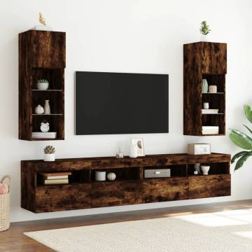 Stylish LED TV Cabinets in Smoked Oak - 2 pcs