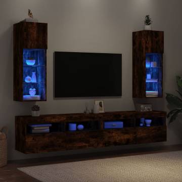 Stylish LED TV Cabinets in Smoked Oak - 2 pcs