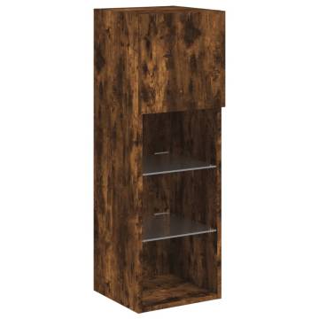 Stylish LED TV Cabinets in Smoked Oak - 2 pcs