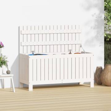 White Garden Storage Box - Solid Pine Wood 108x42.5x54 cm