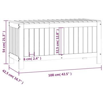 White Garden Storage Box - Solid Pine Wood 108x42.5x54 cm