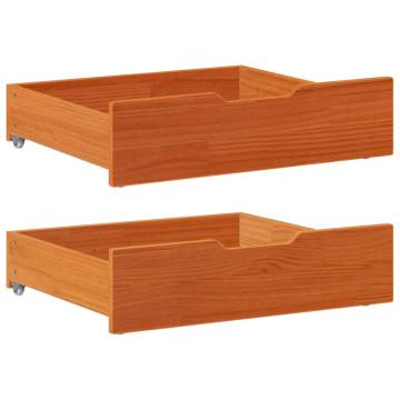 Under-Bed Drawers 2 pcs - Wax Brown Solid Pine 75x55x16 cm