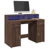  Desk with LED Lights Brown Oak 120x55x91 cm Engineered Wood Colour brown oak Size 120 x 55 x 91 cm 