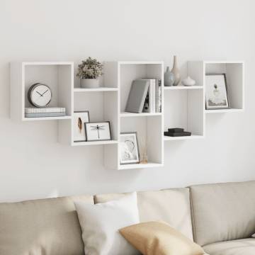 White Wall Shelf 159x18x66 cm - Engineered Wood Storage