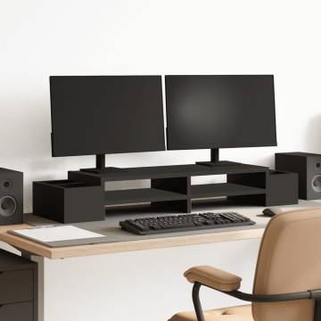 Monitor Stand with Storage - Black Engineered Wood | HipoMarket