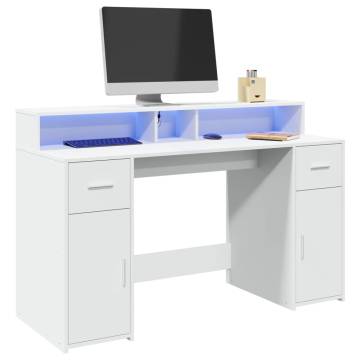 White Desk with LED Lights - Stylish & Functional | HipoMarket