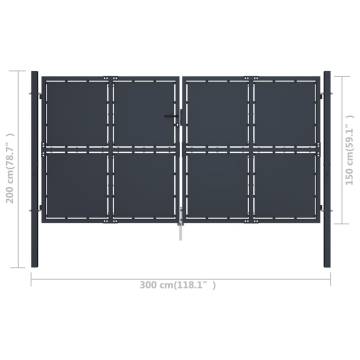 Garden Gate Steel 300x150 cm Anthracite - Durable & Secure