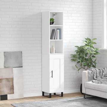 Elegant Highboard in White - 34.5x34x180 cm - Hipomarket