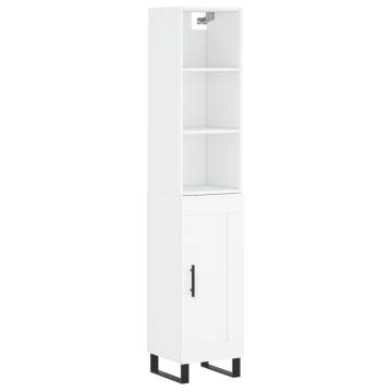 Elegant Highboard in White - 34.5x34x180 cm - Hipomarket