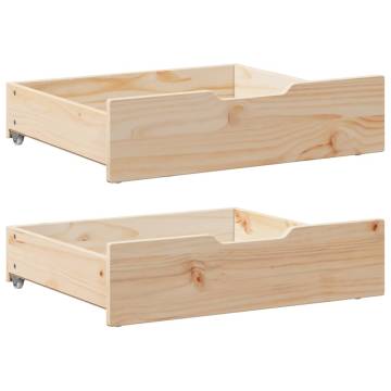 Under-Bed Drawers with Wheels - 2 pcs Solid Pine 65x55x16 cm