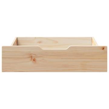 Under-Bed Drawers with Wheels - 2 pcs Solid Pine 65x55x16 cm