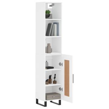 Elegant Highboard in White - 34.5x34x180 cm - Hipomarket