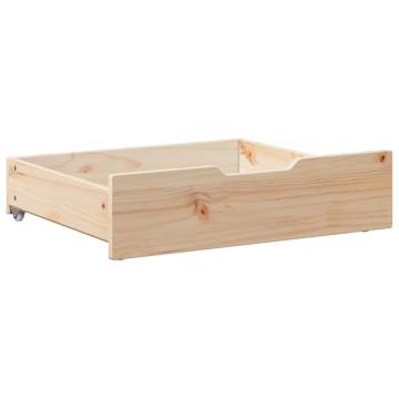 Under-Bed Drawers with Wheels - 2 pcs Solid Pine 65x55x16 cm