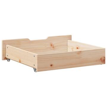 Under-Bed Drawers with Wheels - 2 pcs Solid Pine 65x55x16 cm