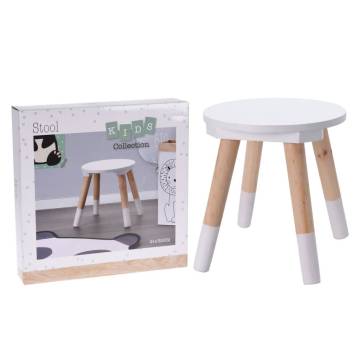 H&S Collection Children's Stool - White & Brown 24x26 cm