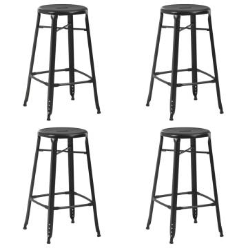 Bar Stools 4 pcs Black Steel - Stylish & Durable Seating