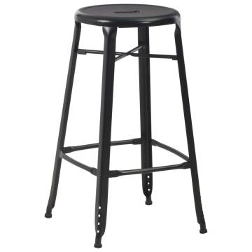 Bar Stools 4 pcs Black Steel - Stylish & Durable Seating