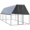  Chicken Cage 2x6x2 m Galvanised Steel Colour silver and grey Size 2 x 6 x 2 m Model with fully-covered roof 