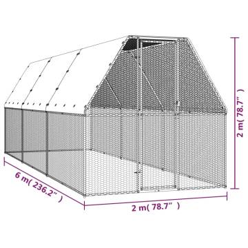 Durable Galvanised Steel Chicken Cage 2x6x2m | HipoMarket