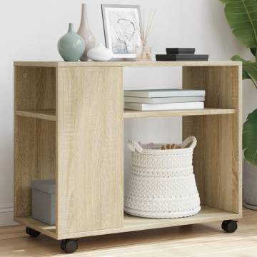 Side Table with Wheels - Sonoma Oak | 70x35x60 cm | HipoMarket