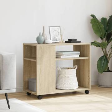 Side Table with Wheels - Sonoma Oak | 70x35x60 cm | HipoMarket