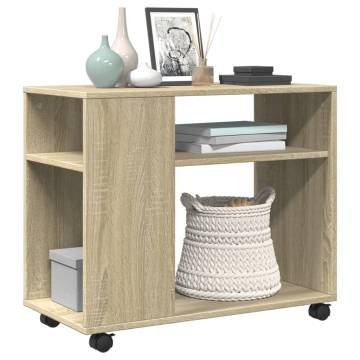 Side Table with Wheels - Sonoma Oak | 70x35x60 cm | HipoMarket