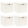 Storage Boxes with Lids 4 pcs White 32x32x32 cm Fabric Colour white with lids Quantity in Package 4 Number of 1 