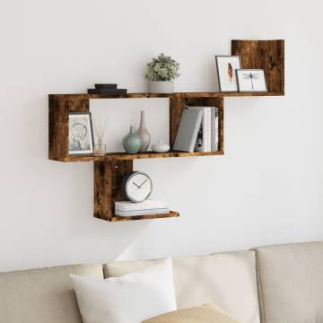 Stylish Wall Shelf Smoked Oak - 100x15x70 cm | Hipo Market