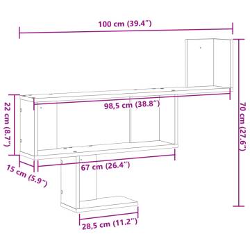 Stylish Wall Shelf Smoked Oak - 100x15x70 cm | Hipo Market