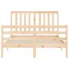 Solid Wood Bed Frame with Headboard - 120x200 cm | HipoMarket