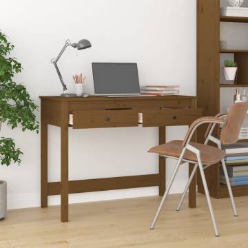 Honey Brown Desk with Drawers | Solid Wood Pine 100x50 cm