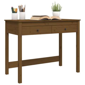 Honey Brown Desk with Drawers | Solid Wood Pine 100x50 cm