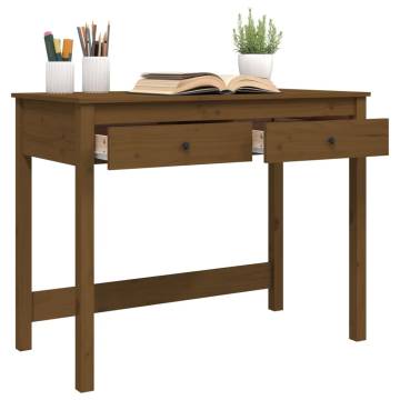 Honey Brown Desk with Drawers | Solid Wood Pine 100x50 cm