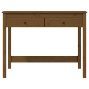 Honey Brown Desk with Drawers | Solid Wood Pine 100x50 cm