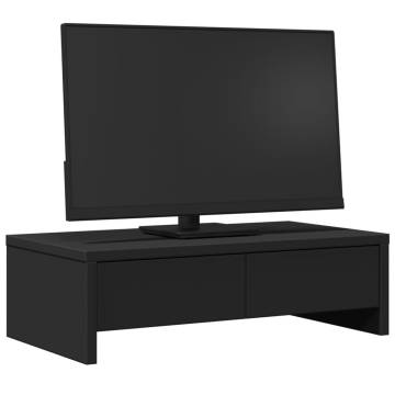 Monitor Stand with Drawers Black - 50x27x15 cm